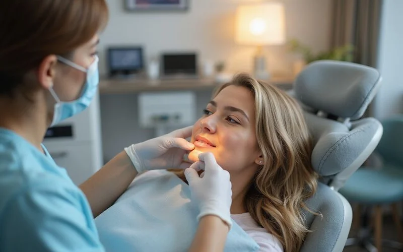 Comfortable dental treatment environment with patient receiving care